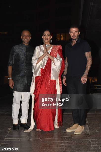 David Beckham is seen arriving at a party on November 15, 2023 in Mumbai, India.