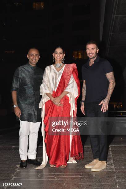 David Beckham is seen arriving at a party on November 15, 2023 in Mumbai, India.