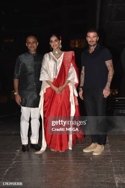 David Beckham is seen arriving at a party on November 15, 2023 in Mumbai, India.