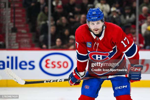 Look on Montreal Canadiens right wing Josh Anderson during the Calgary Flames versus the Montreal Canadiens game on November 14 at Bell Centre in...