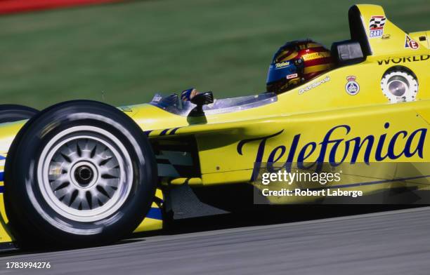 Oriol Servia from Spain drives the Telefonica PPI Motorsports Reynard 2Ki Toyota RV8E V8t during practice for the Championship Auto Racing Teams 2000...