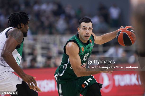 Kostas Sloukas, #10 of Panathinaikos Athens in action during the Turkish Airlines EuroLeague Regular Season Round 8 match between Panathinaikos...