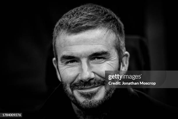 Former England, Manchester United, LA Galaxy, AC Milan and PSG player and actual President and Co Owner of Inter Miami, David Beckham looks on prior...