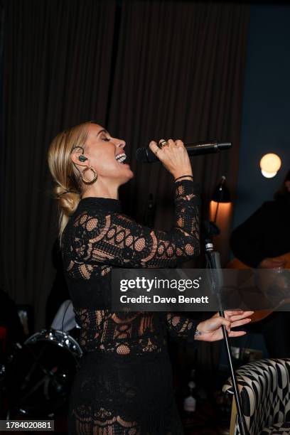 Anna Woolhouse attends the launch of British high-street fashion brand Peacock's festive partywear men's and women's edits at The Century Club on...