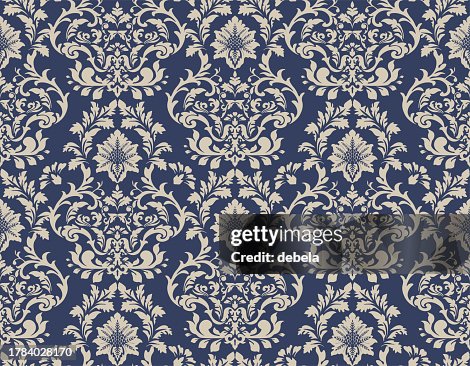 Blue And Beige Victorian Damask Luxury Decorative Fabric Pattern Blue And Beige Victorian Damask Luxury Decorative Fabric Pattern