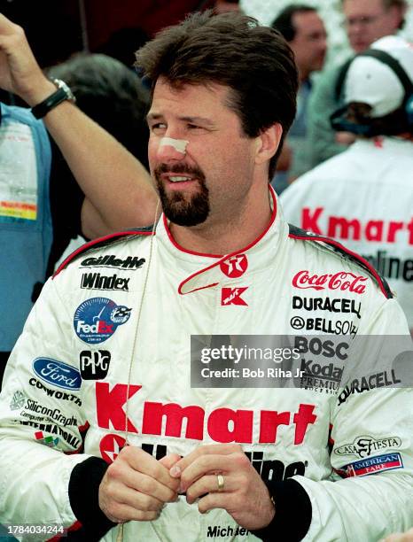 Racer Michael Andretti along pit row at Long Beach Grand Prix Race, April 3, 1998 in Long Beach, California.