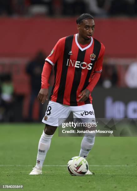 Pablo Rosario of OGC Nice during the Ligue 1 Uber Eats match between OGC Nice and Stade Rennais FC at Allianz Riviera on November 05, 2023 in Nice,...