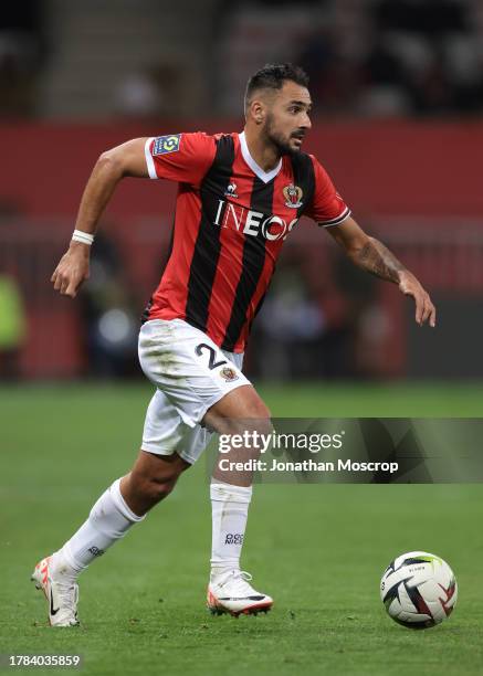 Gaetan Laborde of OGC Nice during the Ligue 1 Uber Eats match between OGC Nice and Stade Rennais FC at Allianz Riviera on November 05, 2023 in Nice,...