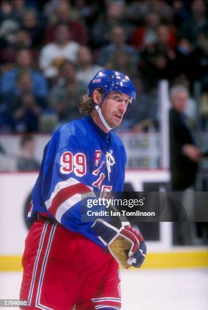 Wayne Gretzky of the New York Rangers during the Vancouver Canucks 6-3 loss to the New York Rangers at General Motors Palace in Vancouver, Canada.