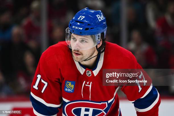 Look on Montreal Canadiens right wing Josh Anderson during the Calgary Flames versus the Montreal Canadiens game on November 14 at Bell Centre in...