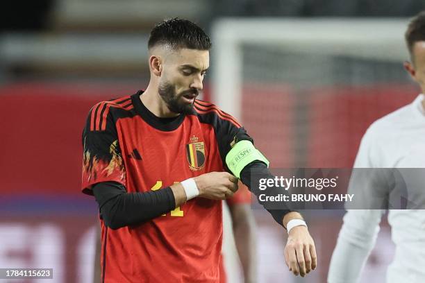 Belgium's Yannick Carrasco pictured during a friendly game between Belgian national soccer team Red Devils and Serbia, Wednesday 15 November 2023, at...