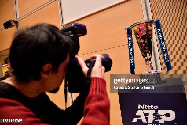 General view of ATP Finals singles cup during the Nitto ATP Finals Press Conference & Draw Ceremony at Grattacielo Intesa Sanpaolo on November 9,...