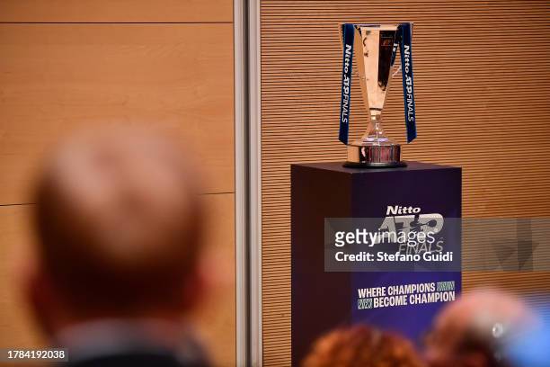 General view of ATP Finals singles cup during the Nitto ATP Finals Press Conference & Draw Ceremony at Grattacielo Intesa Sanpaolo on November 9,...