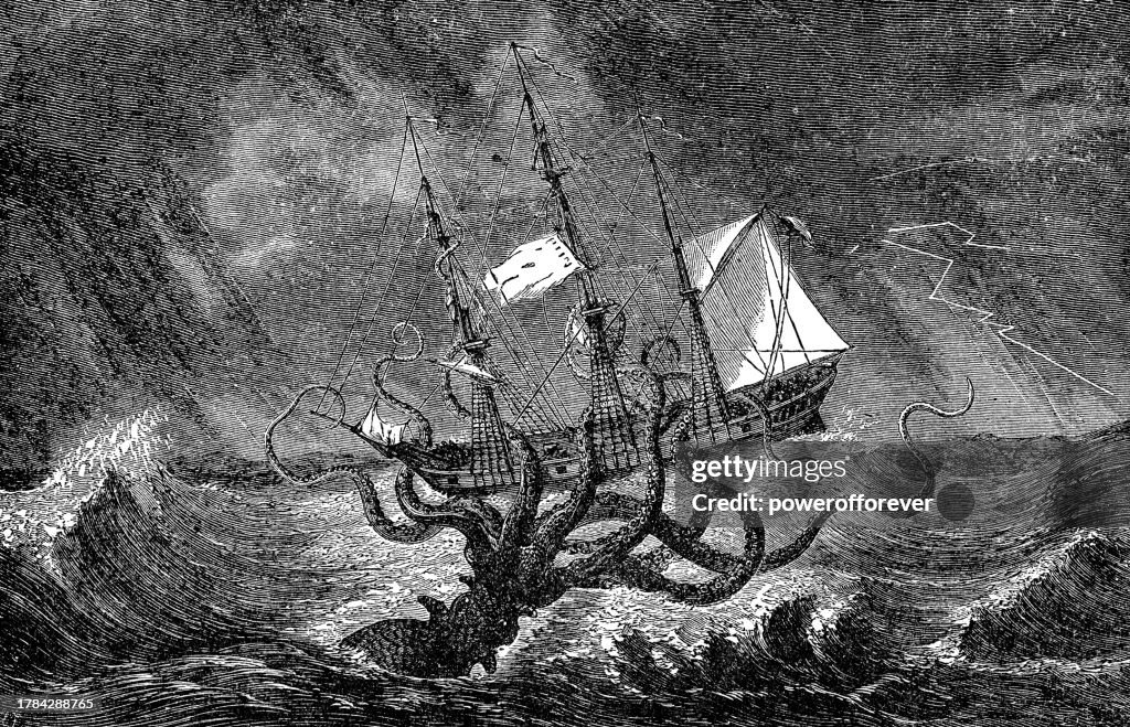 The Kraken as Seen by the Eye of Imagination by Edward Etherington - 19th Century