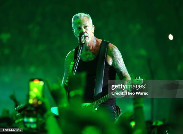 James Hetfield of Metallica performs at MetLife Stadium on August 04, 2023 in East Rutherford, New Jersey.