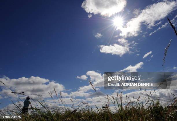 Northern Irish golfer Darren Clarke on the 6th tee during his third round on day three of the British Open Golf Championship at St Andrews in...