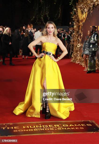 Sophie Hermann attends the World Premiere of "The Hunger Games: The Ballad of Songbirds & Snakes" at the BFI IMAX Waterloo on November 09, 2023 in...