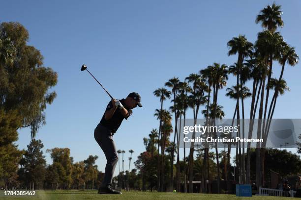 Rob Labritz of the United States plays a tee shot on the first hole during the first round of the Charles Schwab Cup Championship at Phoenix Country...