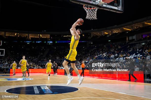 Gabriele Procida of ALBA Berlin dunks during the Turkish Airlines Euroleague match between ALBA Berlin and LDLC ASVEL Villeurbanne on November 15,...