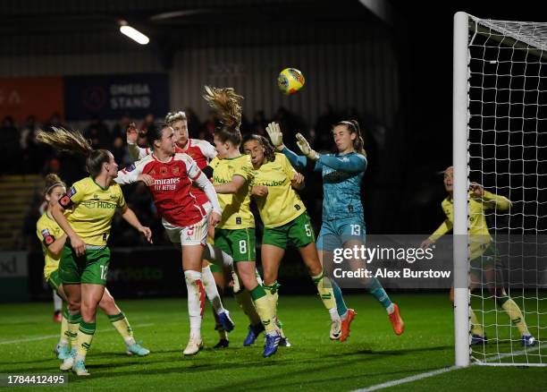 Lotte Wubben-Moy of Arsenal scores the team's second goal during the FA Women's Continental Tyres League Cup match between Arsenal and Bristol City...