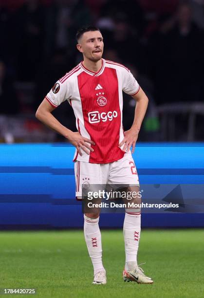 Steven Berghuis of Ajax looks dejected following the team's defeat during the UEFA Europa League 2023/24 match between AFC Ajax and Brighton & Hove...