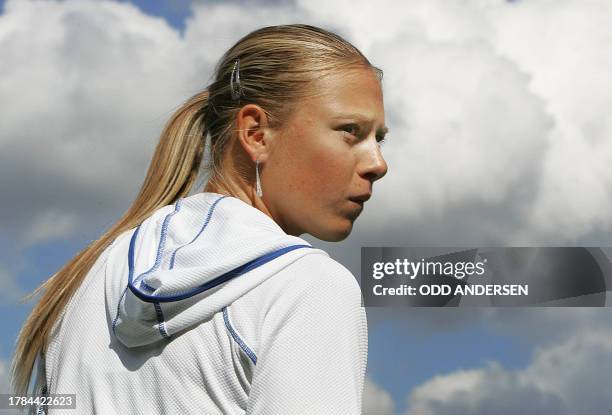 Maria Sharapova of Russia arrives on court to play Anne Keothavong of Great Britain during the 118th Wimbledon Tennis Championships in Wimbledon,...