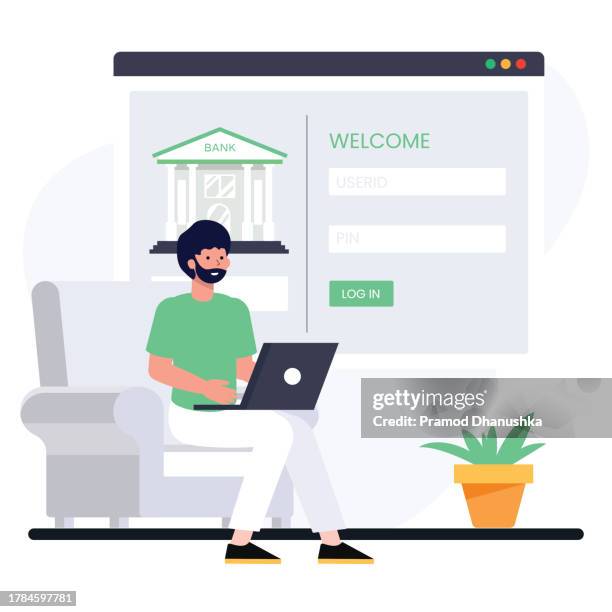 print - bank account stock illustrations