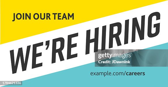 We're Hiring web banner design in blue and yellow We're Hiring web banner design in blue and yellow