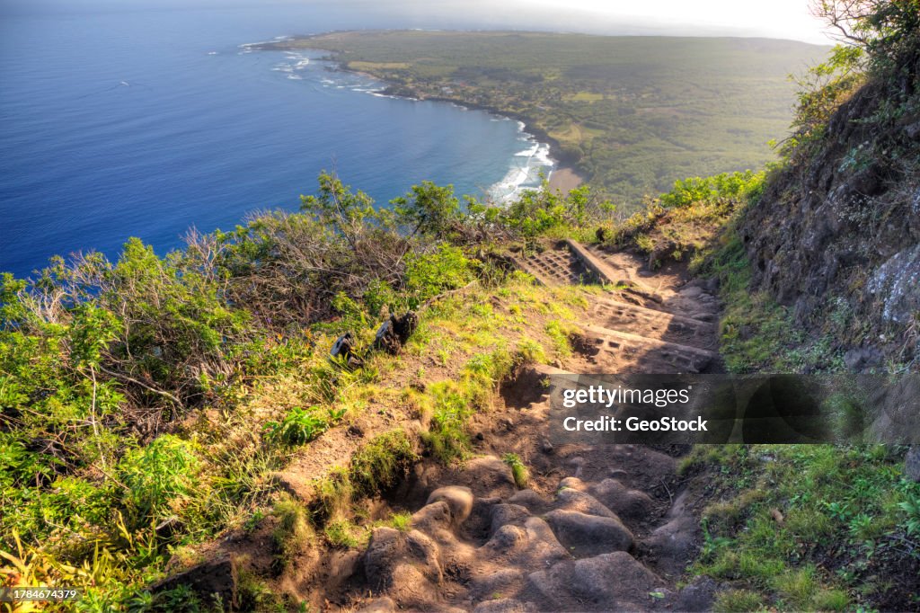 Steps leading down a mountainside