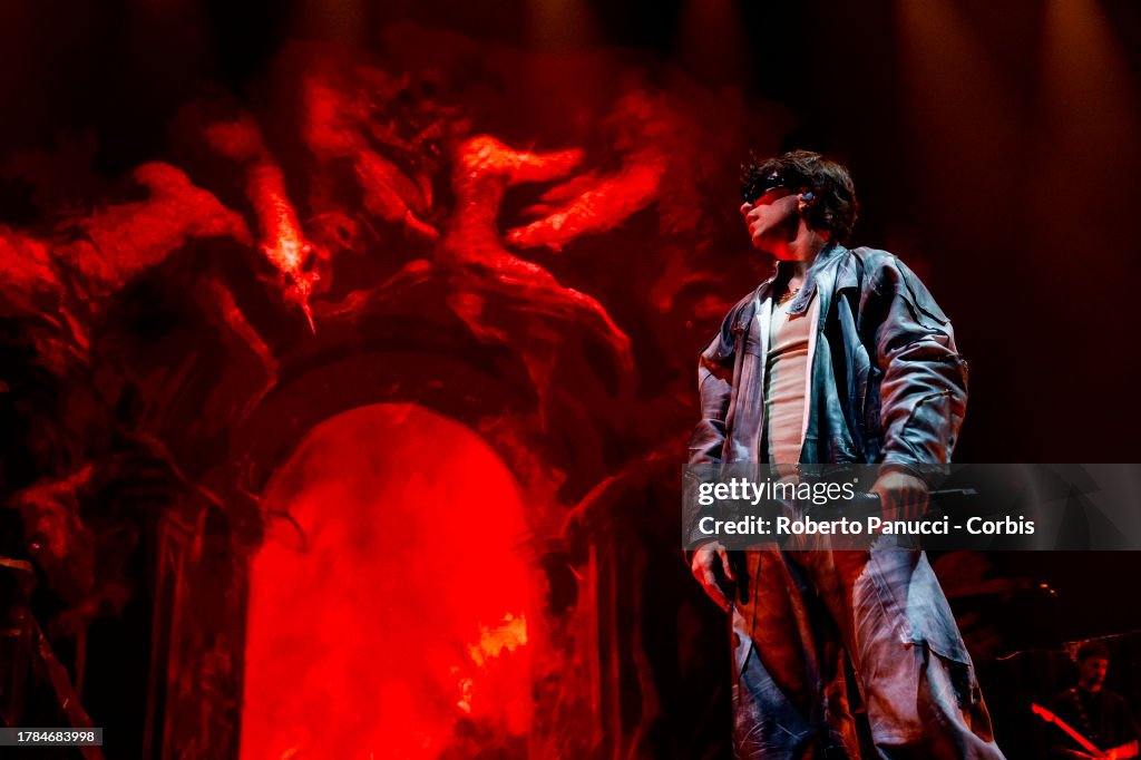Tedua Rapper Tedua performs at Palazzo dello Sport on November 9, 2023 in Rome ...