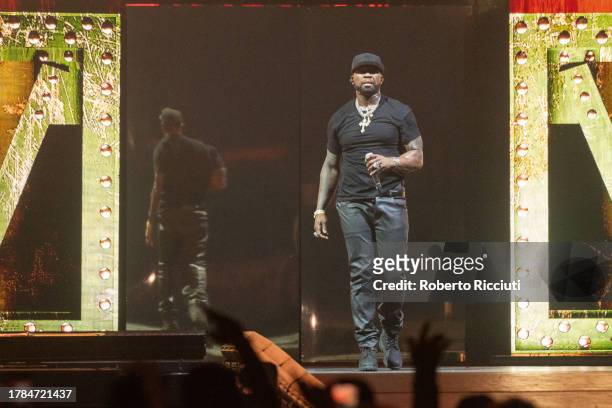 Cent performs on stage at The OVO Hydro on November 09, 2023 in Glasgow, Scotland.