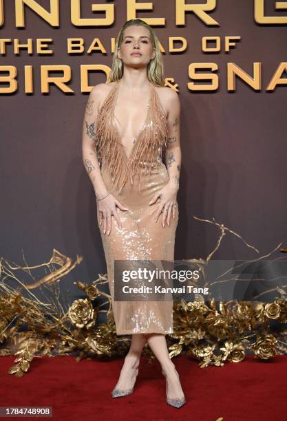 Lottie Moss arrives at "The Hunger Games: The Ballad of Songbirds & Snakes" World Premiere at BFI IMAX Waterloo on November 09, 2023 in London,...