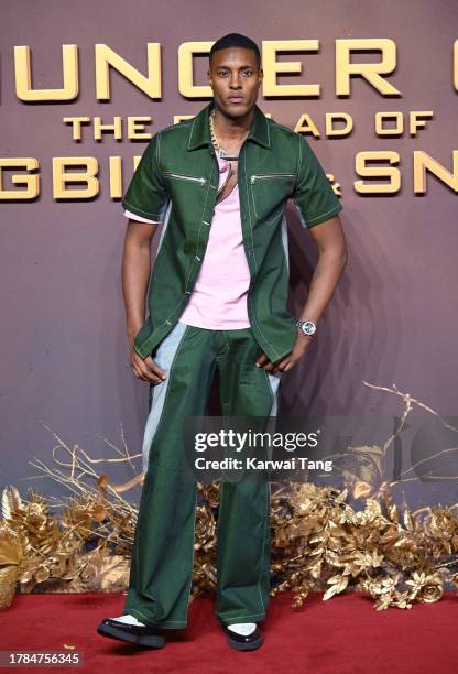 Stefan-Pierre Tomlin arrives at "The Hunger Games: The Ballad of Songbirds & Snakes" World Premiere at BFI IMAX Waterloo on November 09, 2023 in...