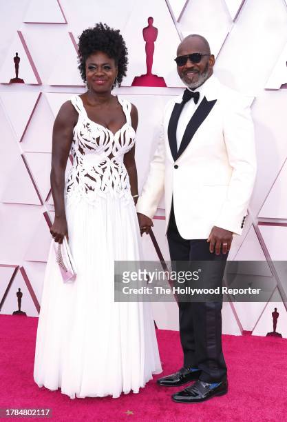 Viola Davis, left, and Julius Tennon arrive at the Oscars on Sunday, April 25 at Union Station in Los Angeles.