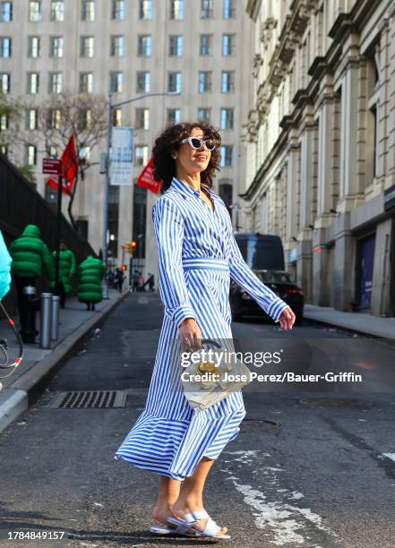 Megan Renee Williams is seen filming for the Kate Spade's commercial on November 15, 2023 in New York City.