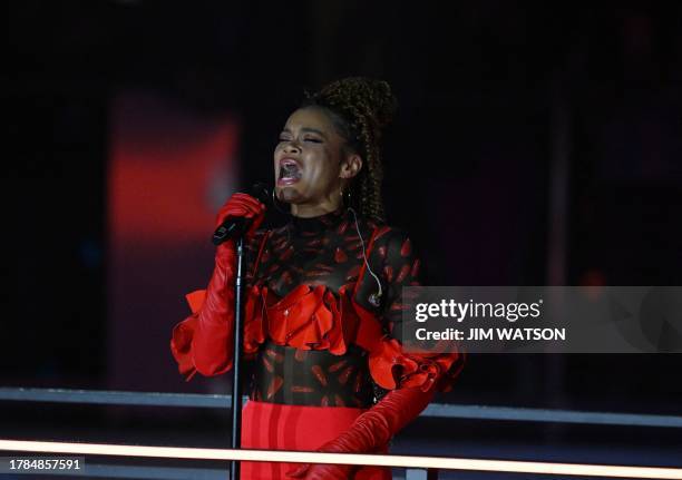 Singer Andra Day performs during the opening ceremony for the Las Vegas Grand Prix on November 15 in Las Vegas, Nevada.