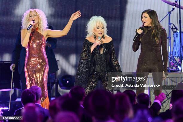 Kimberly Schlapman, Tanya Tucker and Karen Fairchild perform onstage during the 57th Annual CMA Awards at Bridgestone Arena on November 08, 2023 in...