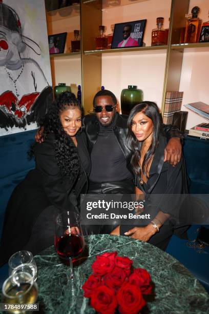 Janet Jackson, Sean Combs aka Diddy and Naomi Campbell attend the celebration for Diddy's birthday and new album launch at LAVO on November 9, 2023...