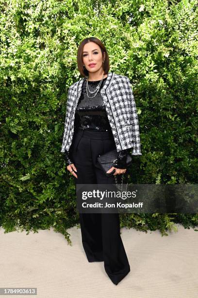 Eva Longoria, wearing CHANEL, attends the Academy Women's Luncheon Presented By CHANEL at the Academy Museum of Motion Pictures on November 09, 2023...