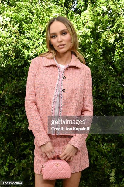 Lily-Rose Depp, wearing CHANEL, attends the Academy Women's Luncheon Presented By CHANEL at the Academy Museum of Motion Pictures on November 09,...