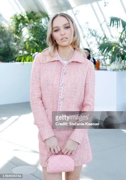 Lily-Rose Depp, wearing CHANEL, attends the Academy Women's Luncheon Presented By CHANEL at the Academy Museum of Motion Pictures on November 09,...