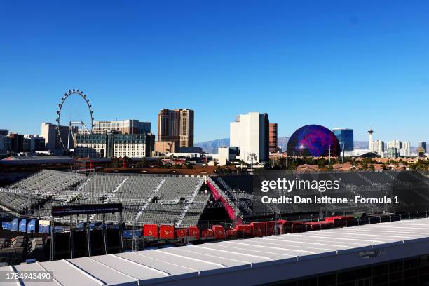 General view of the circuit prior to the F1 Grand Prix of Las Vegas on November 09, 2023 in Las Vegas, Nevada.