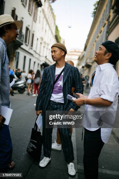 Street Style at Milan Fashion Week Men's Spring 2020, photographed in Milan on June 15 - 17, 2019...