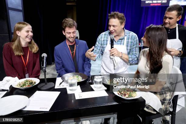 Rocco DiSpirito speaks as donors taste the celebrity chef made dishes during Capitol Food Fight 2023 at The Anthem on November 09, 2023 in...