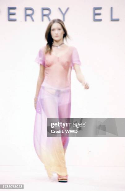 Model Carla Bruni. Marc Jacobs "Grunge" inspired collection would be one of his last for the Perry Ellis label.