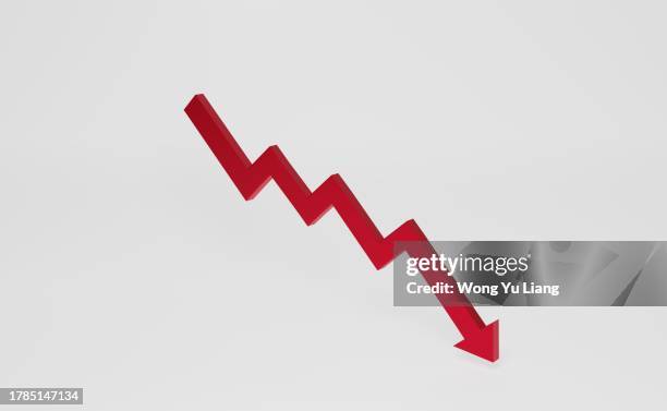 down arrow with white background - graph down stock pictures, royalty-free photos & images