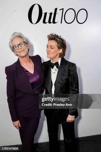 Jamie Lee Curtis and Brandi Carlile attend The Out100 Party 2023 at NeueHouse Hollywood on November 09, 2023 in Hollywood, California.