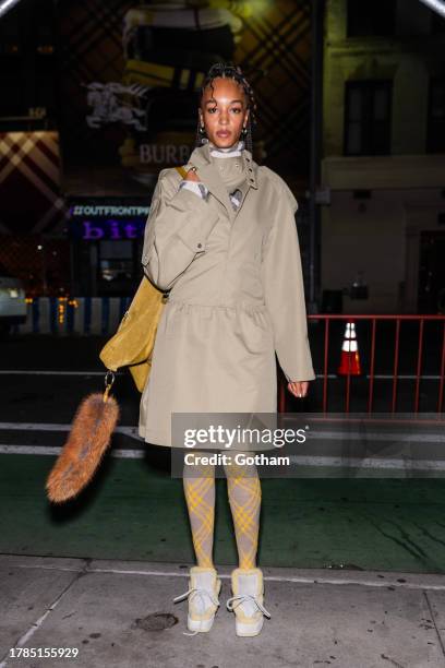 Indira Scott attends Burberry Knight Bar Event in NoHo on November 09, 2023 in New York City.