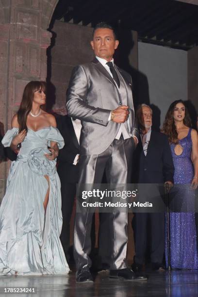 Fernando Colunga poses for photos during the launch of the TV show 'El Maleficio' at Ex Convento de San Hipólito on November 9, 2023 in Mexico City,...