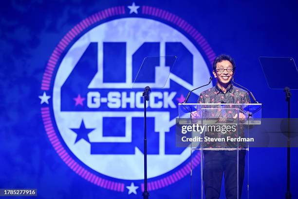 Shock founder Kikuo Ibe attends the G-SHOCK 40th Anniversary Celebration at Hammerstein Ballroom on November 09, 2023 in New York City.